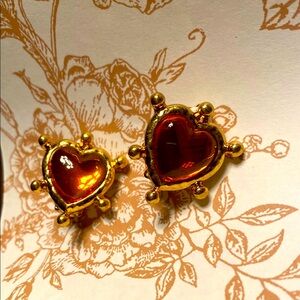 Gold and Orange Heart Ear Clip 🆕 YSL style